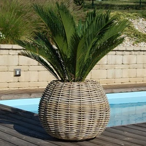 RATANOVÝ Kvetináč DRYPOT TINA, big, Grey, Ø55x44 cm